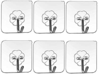 Domadiya Pack of 6 Adhesive Hooks for Wall Heavy Duty Wall Hooks, Sticky Hooks (10 Kg Capacity) Hook 6