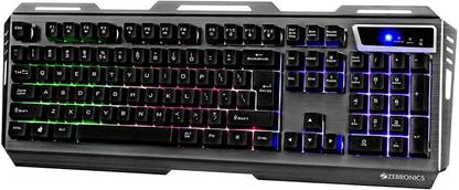ZEBRONICS TRANSFORMER METAL USB BACKLIGHT GAMING KEYBOARD WITH MULTIMEDIA AND WINDOWS KEYS LOCK BUTTON KEYBOARD Wired USB Standard Gaming Keyboard Compatible with Desktop, Laptop, Mac