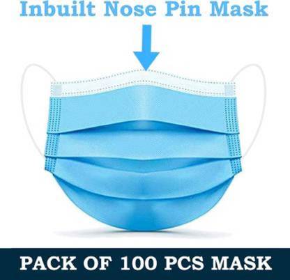 BUWCH 5 Layer Reusable Mask DISPOSAL MASK USE AND THROW FOR GOOD HEALTH (Free Size, Pack of 100) Surgical Mask With Melt Blown Fabric Layer