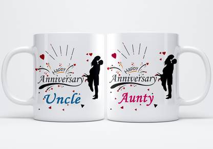 MM9E Gifts Happy Anniversary "Uncle & Aunty" Classic Stylish Coffee Best Gift For Husband Wife , Lovers , Valentine's day , Anniversary Gift Ceramic Coffee Mug