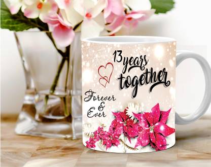 Avavia "13 Years Together" Best Thirteenth Anniversary Gift For Him And Her | 13 Years Love Celebration | 13th Year Complete In A True Relationship | Best Gift For A True Love | Printed Ceramic Coffee Mug
