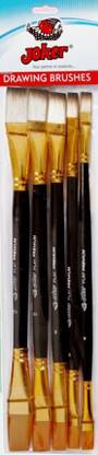 Joker Flat Brushes 2 Sided Pack of 5 Synthetic (Soft Hair) & Premium (Double Soft Hair)