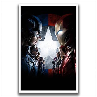 Captain America VS Iron Man Team Captain America: Civil War Poster Wall Picture Home Living Room Figure Poster Vinyl Sticker Paper (Size 24 x 36 inch) Paper Print