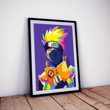 Anime Character Kakashi Poster Framed Large Size for Room and Home Decor Fine Art Print