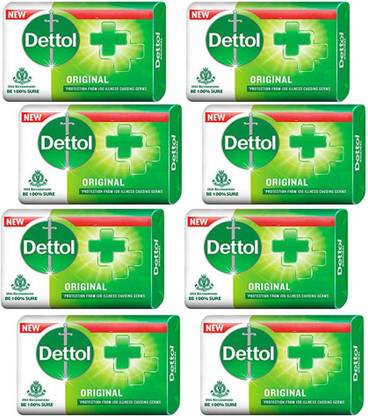 Dettol ओरिजिनल प्रोटेक्शन फ्रॉम 100 इलनेस कॉजिंग जर्म्स सोप 8X75g