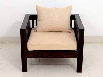 VIvek Wood Sheesham Wood 1 Seater Sofa For Living Room | Solid Purewood One Seater Sofa Chair For Home & Office Fabric 1 Seater  Sofa