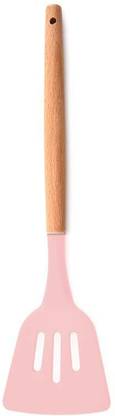 P-PLUS INTERNATIONAL PPLUS_WOOD_SLOTTED_PINK_1 Mixing Spatula