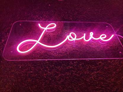 Neon Sign India LED Neon Sign 1x2 feet with Adaptor and Brightness Controller (Pink) Table Lamp