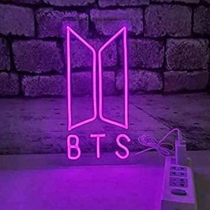Neon Sign India BTS Neon Sign with Brightness Controller and Adaptor (15x10 inches) Table Lamp