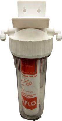 Parijata 10 inch Heavy Quality Transparent Pre-Filter Housing with Spun PP Filter, Clamp & Elbow Connector 1/4 inch for ro Water Purifier, 5 Micron Sediment Filter Solid Filter Cartridge