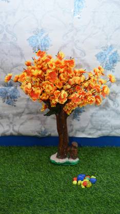 well art gallery Well Art Gallery Artificial Peach Blossom Trees Artificial Blossom flower Tree for decoration (40*60*15) (orange) Orange, Brown Pear Blossom Artificial Flower  with Pot
