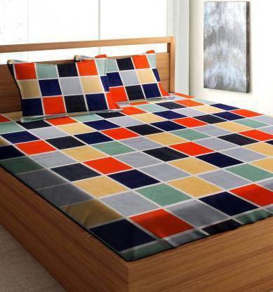 OSM 220 TC Microfiber Double Checkered Flat Bedsheet