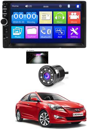 MATIES 7 INCH Double Din Car Screen Stereo Media Player Audio Video Touch Screen Stereo Full HD with MP3/MP4/MP5/USB/FM Player/WiFi/Bluetooth & Mirror Link With Back Rear Camera Universal Verna 2015 For All Models Car Stereo