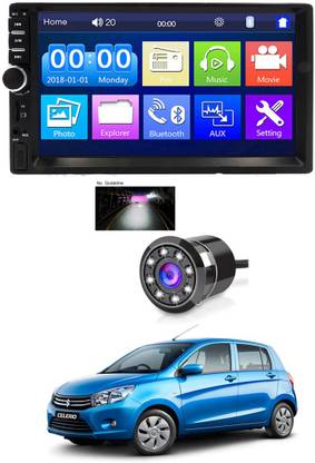 AYW 7 INCH Double Din Car Screen Stereo Media Player Audio Video Touch Screen Stereo Full HD with MP3/MP4/MP5/USB/FM Player/WiFi/Bluetooth & Mirror Link With Back Rear Camera Universal Celerio For All Models Car Stereo