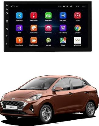 AYW Android Double Din Screen 7 inch Car Media Player with Touch Screen, Mirror Link, Bluetooth, Media Player Universal Aura For All Models Car Stereo
