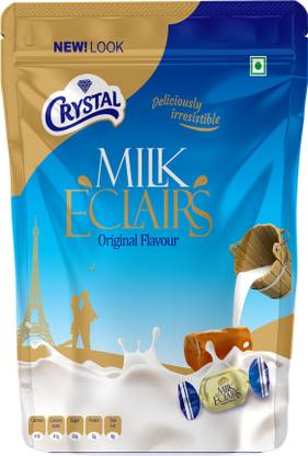 CRYSTAL Eclairs Milk Original Flavoured Toffee/Candy/Chocolate |Chocolate Gift Hamper | Family Pack | 100 Toffee MILK Toffee