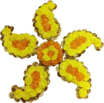 Jeenal Enterprises yellow, orange and golden Rangoli made by Artificial Flowers on MFD