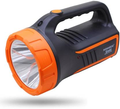 KENNEDE Gold High Power Long Distance 75 W Rechargeable LED Torch Lights | 6-8 Hours Backup | 4V, 4000 mAh Battery (Black,orange) 8 hrs Torch Emergency Light