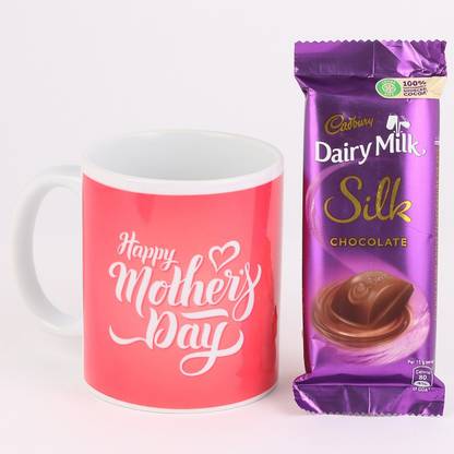 Ferns N Petals Combo Of Happy Mother's Day Printed Mug & Silk Chocolate | Mother's Day | Gift For Mom | Chocolate Gift Combo
