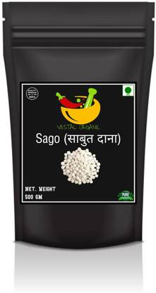 Vestal Organic Premium-Export Quality Natural Whole Sabudana | 500 Gram | Tapioca Pearls/Sago Sago