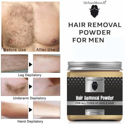 UrbanMooch Natural & Organic Hair Removal Powder For Men- All Skin & Hair Types Cream