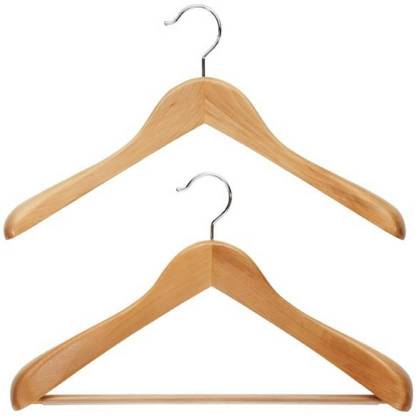 OXPER Multi Functional Solid Wooden Natural Finish Suit Coat Hangers with 2 Shoulder Notches 360 Degree Swivel Hook Wooden Shirt Pack of 2 Hangers For  Shirt