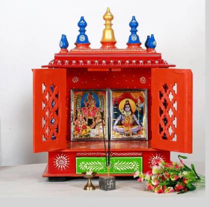 A B Art Wooden Temple / Pooja Mandir for home Solid Wood Home Temple