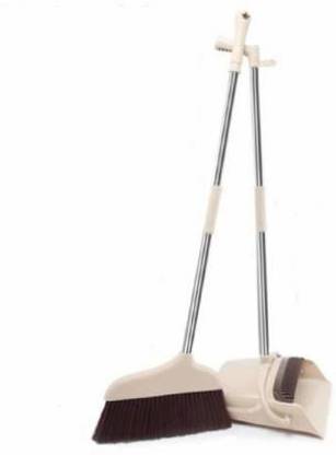venturejass Broom and Dustpan Set- Rotatable Self Cleaning Broom and Dust Pan with Long Handle, Standing Upright Grips Sweep Set with Lobby Broom Combo Set Dust Mop Dust Mop