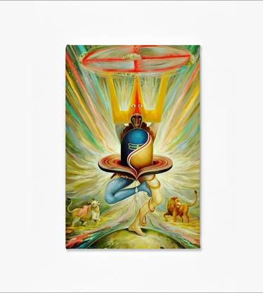 Manomya's Wall Mounted Canvas Painting Of Shiv Shankar / Size-12 x 18 ( Inch ) /Canvas Painting mounted on wooden frame for Living Room, Kid's Room, Guest room, Drawing Room, Bedroom, Religious Place, Office, Hotels. Canvas 18 inch x 12 inch Painting