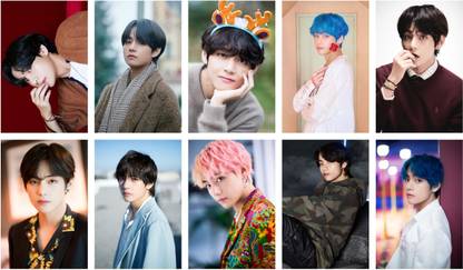 Pack of 10 BTS Member V (Kim Taehyung) Photocard set for BTS Fans | HD Quality Photographic Paper
