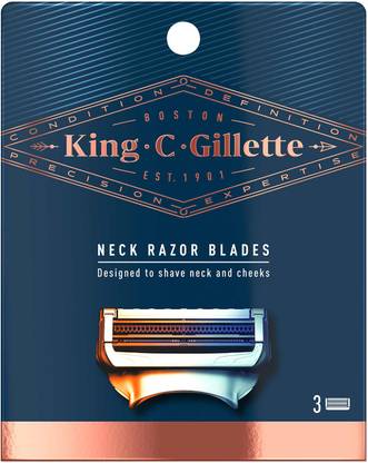 King C. Gillette Mens Neck Razor Cartridges (Pack of 3) with Built in Precision Trimmer for Shaping (Pack of 3)
