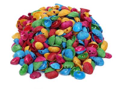 Vardhman Sea Shells Colored Pvc Dyed ,Used In Aquariums ,Art & Crafts ,Decorations, Table Decoration 500 Gm Pack (2.5 * 3 Cm) River Rock Unplanted Substrate