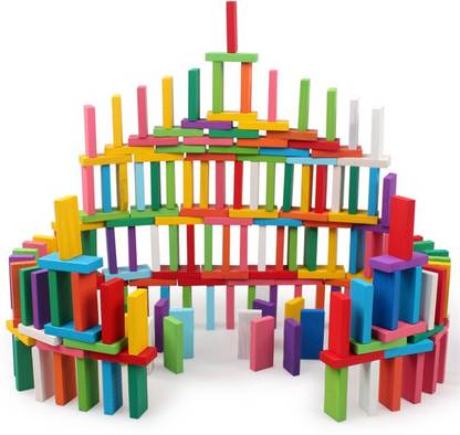 Domino Building Block Toys 100Pcs Customize Letter Montessori Game DIY Science
