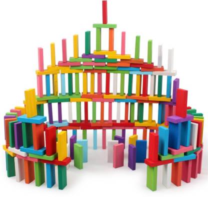 Pulsbery Domino Building Block Toys 100Pcs Customize Letter Montessori Game DIY Science