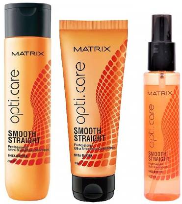 MATRIX Opti Care Straight Smoothing Professional Shampoo (200 ML) & Conditioner (98 G) & Split End Shea Butter Hair Serum (100 ML)