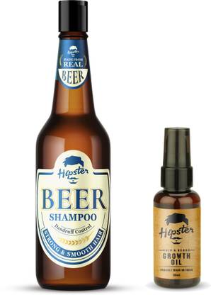 HIPSTER Beer Shampoo Dandruff Control 250ml With Hair & Beard Growth Oil For Men 50ml | Hair Oil For Men With Beer Shampoo | Mens Grooming Combo Kit