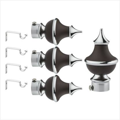 GLOXY Silver, Black Rod Rail Bracket, Curtain Knobs, Curtain Hooks, Curtain Rods Metal
