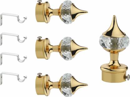 Welson Gold Rod Rail Bracket, Curtain Knobs, Curtain Hooks, Curtain Rods Metal