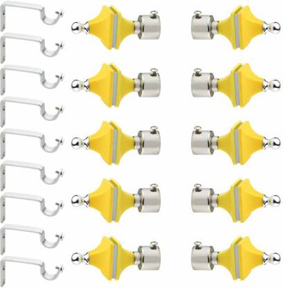 METZO Yellow Rod Rail Bracket, Curtain Knobs Metal