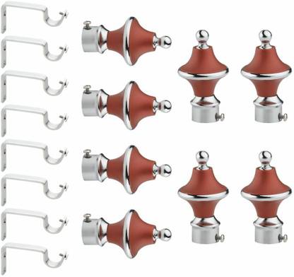 elkaro Maroon Curtain Knobs, Rod Rail Bracket Metal