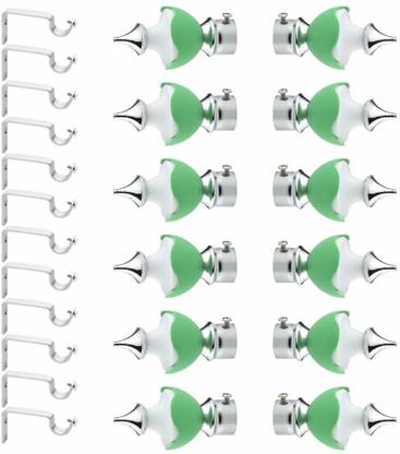 Panthera Silver, Green Rod Rail Bracket, Curtain Knobs Metal