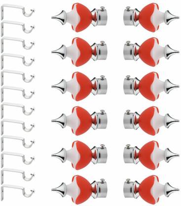 Carlos Silver, Red Rod Rail Bracket, Curtain Knobs Metal