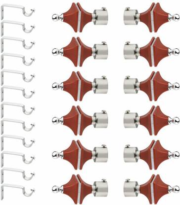 METZO Brown Rod Rail Bracket, Curtain Knobs Metal