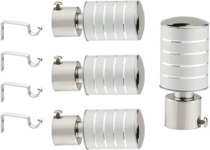 GLOXY Silver, Grey Rod Rail Bracket, Curtain Knobs, Curtain Hooks, Curtain Rods Metal
