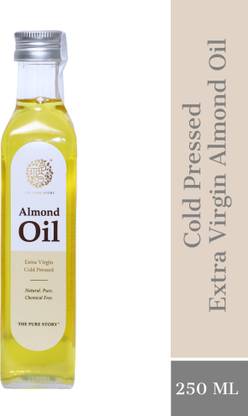 The Pure Story 100% Pure Cold Pressed Almond Oil Glass Bottle  Hair Oil