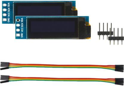 Grahikum 0.91 inch OLED Display Module IIC SSD1306 128x32 OLED Screen Driver DC 3.3V~5V for Arduino ESP32 ESP8266 AVR PIC STM32 for Raspberry pi with Female to Female Jumper wire (Pack of 2) Electronic Components Electronic Hobby Kit