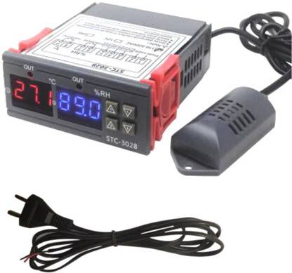 TechSupreme STC-3028 2 Pin AC Power Cord (Cable) 2 mtrs, AC 220V Adjustable Digital Thermostat 10A Temperature Humidity Regulating Device for Incubator/Poultry with NTC Sensor Temperature Sensor and Controller Temperature Sensor and Controller Electronic Hobby Kit