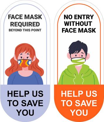 Techfit Face Mask Required, Beyond This Point, No Entry Without Face Mask, Help Us to Save You Emergency Sign