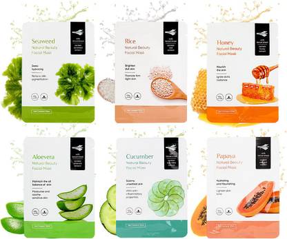 MINISO 6PCS Facial Sheet Masks Combo Nature Hydrating Face Mask Mixed Favor