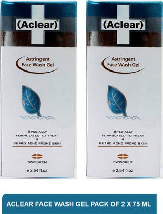 ACLEAR  Gel |  For Acne Prone Skin (Pack of 2 x 75ml) Face Wash